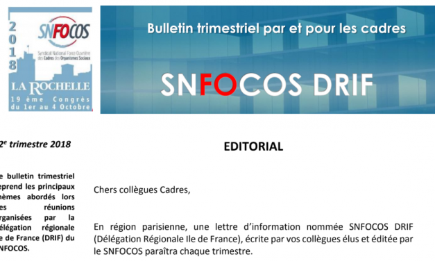 Délégation Régionale d&rsquo;Ile de France du SNFOCOS parution d&rsquo;un bulletin trimestriel