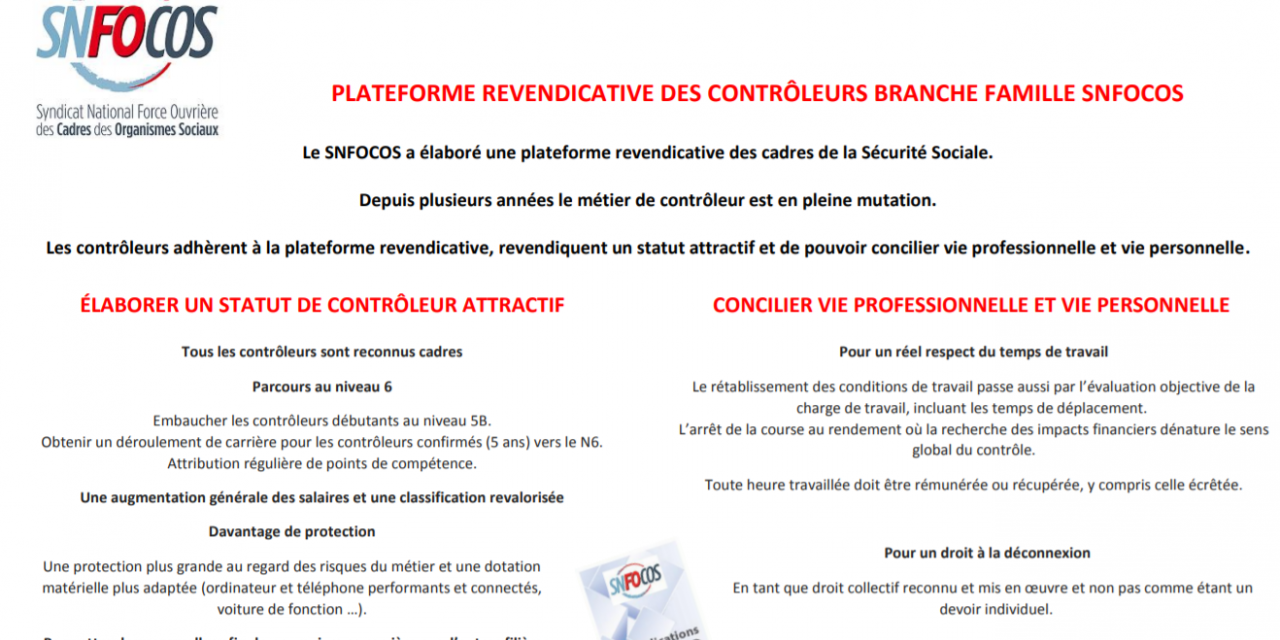 Métier de contrôleur Branche Famille : une position nationale portée par le SNFOCOS
