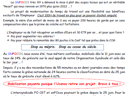 SNFOCOS – Réunion régionale PACA du 12 juin 2019