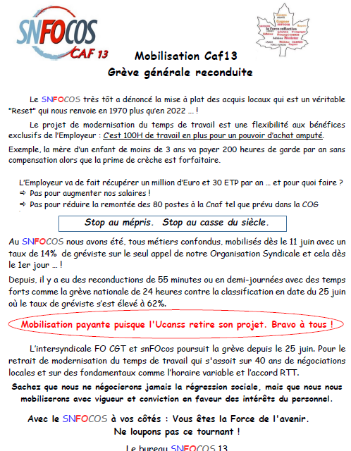 SNFOCOS – Réunion régionale PACA du 12 juin 2019